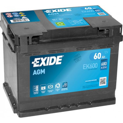 Аккумулятор EXIDE Start&Stop AGM 60Ач о.п. 680А EK600