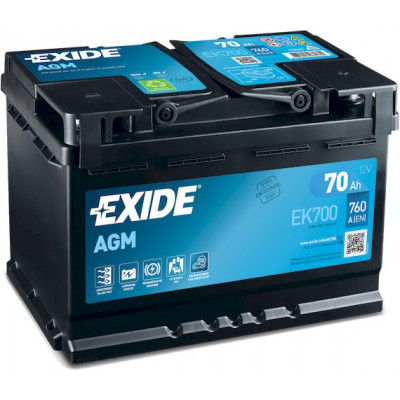 Аккумулятор EXIDE Start&Stop AGM 70Ач о.п. 760А EK700