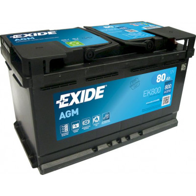 Аккумулятор EXIDE Start&Stop AGM 80Ач о.п. 800А EK800